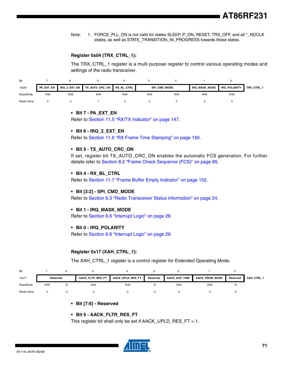 0x04 | Rainbow Electronics AT86RF231 User Manual | Page 71 / 180