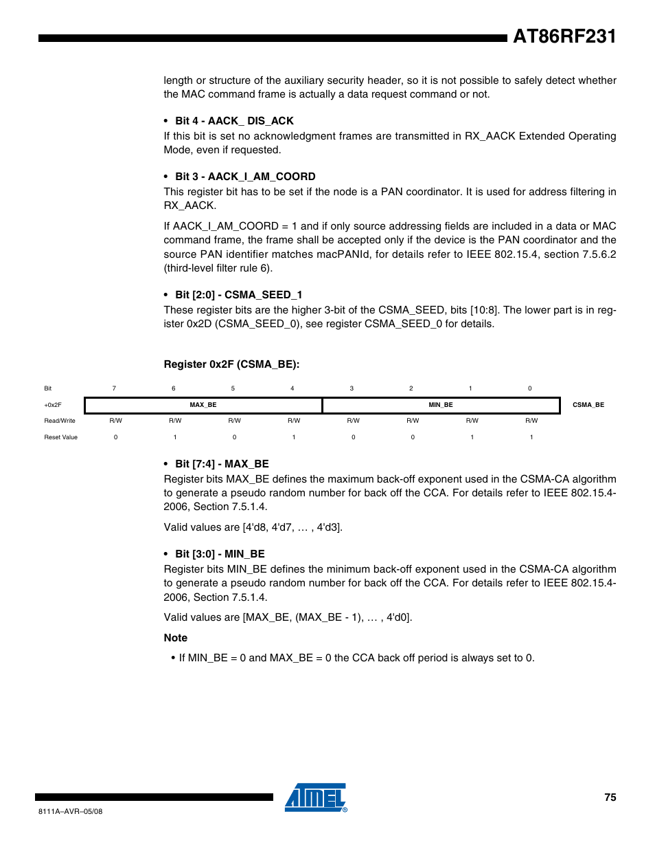 Rainbow Electronics AT86RF231 User Manual | Page 75 / 180