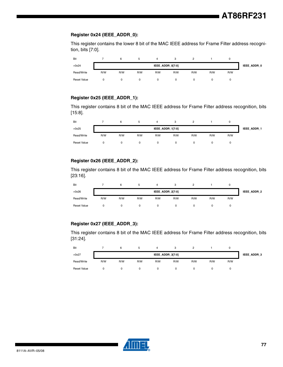 Rainbow Electronics AT86RF231 User Manual | Page 77 / 180