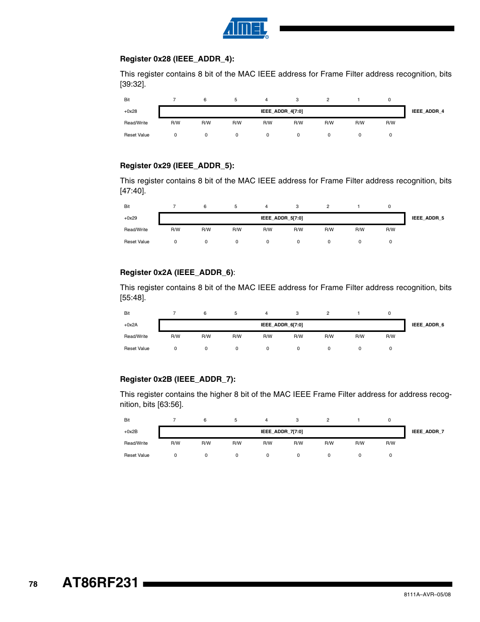 Rainbow Electronics AT86RF231 User Manual | Page 78 / 180