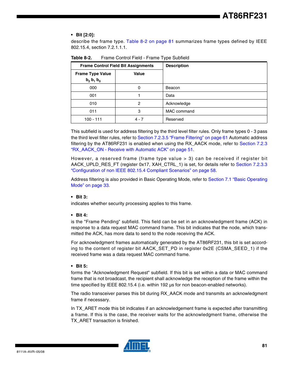 Rainbow Electronics AT86RF231 User Manual | Page 81 / 180