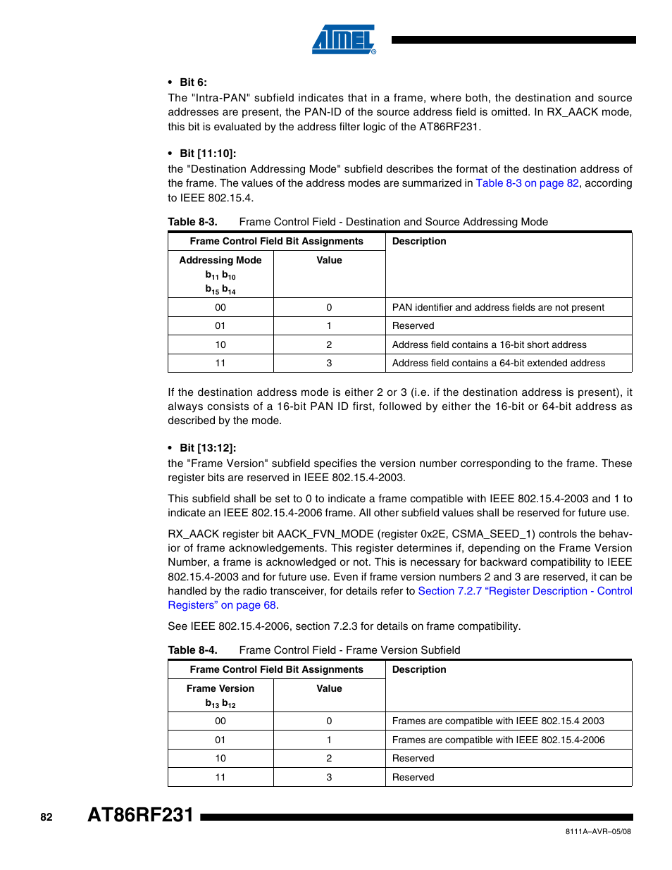 Rainbow Electronics AT86RF231 User Manual | Page 82 / 180