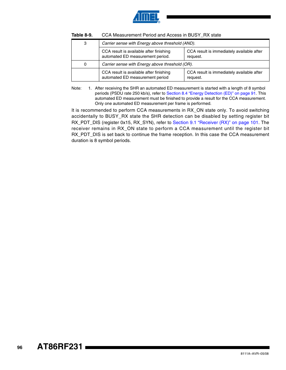 Rainbow Electronics AT86RF231 User Manual | Page 96 / 180