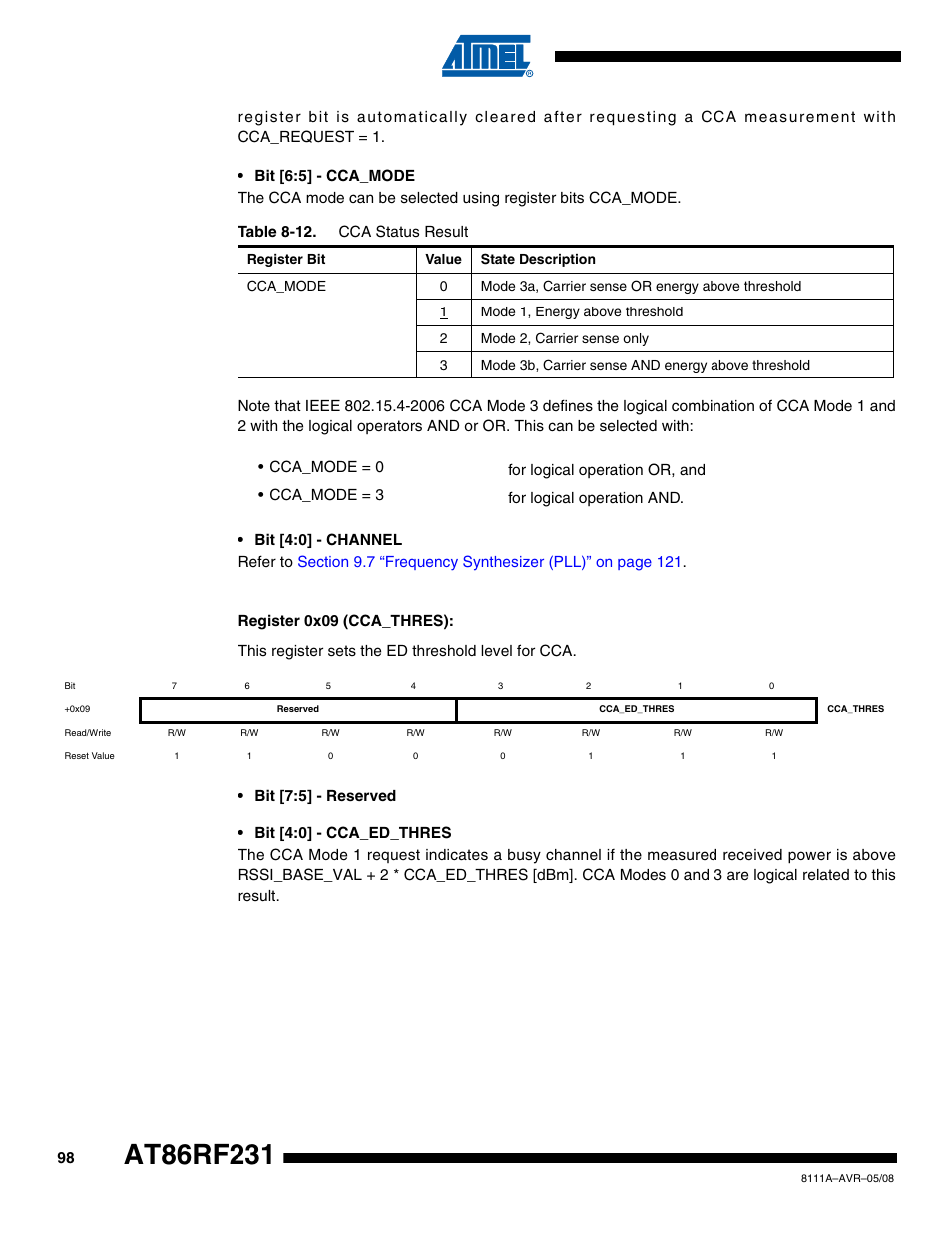 Rainbow Electronics AT86RF231 User Manual | Page 98 / 180