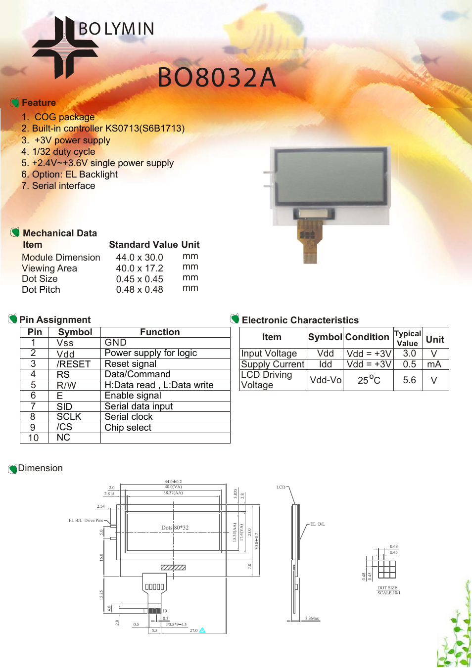 Rainbow Electronics BO8032A User Manual | 1 page