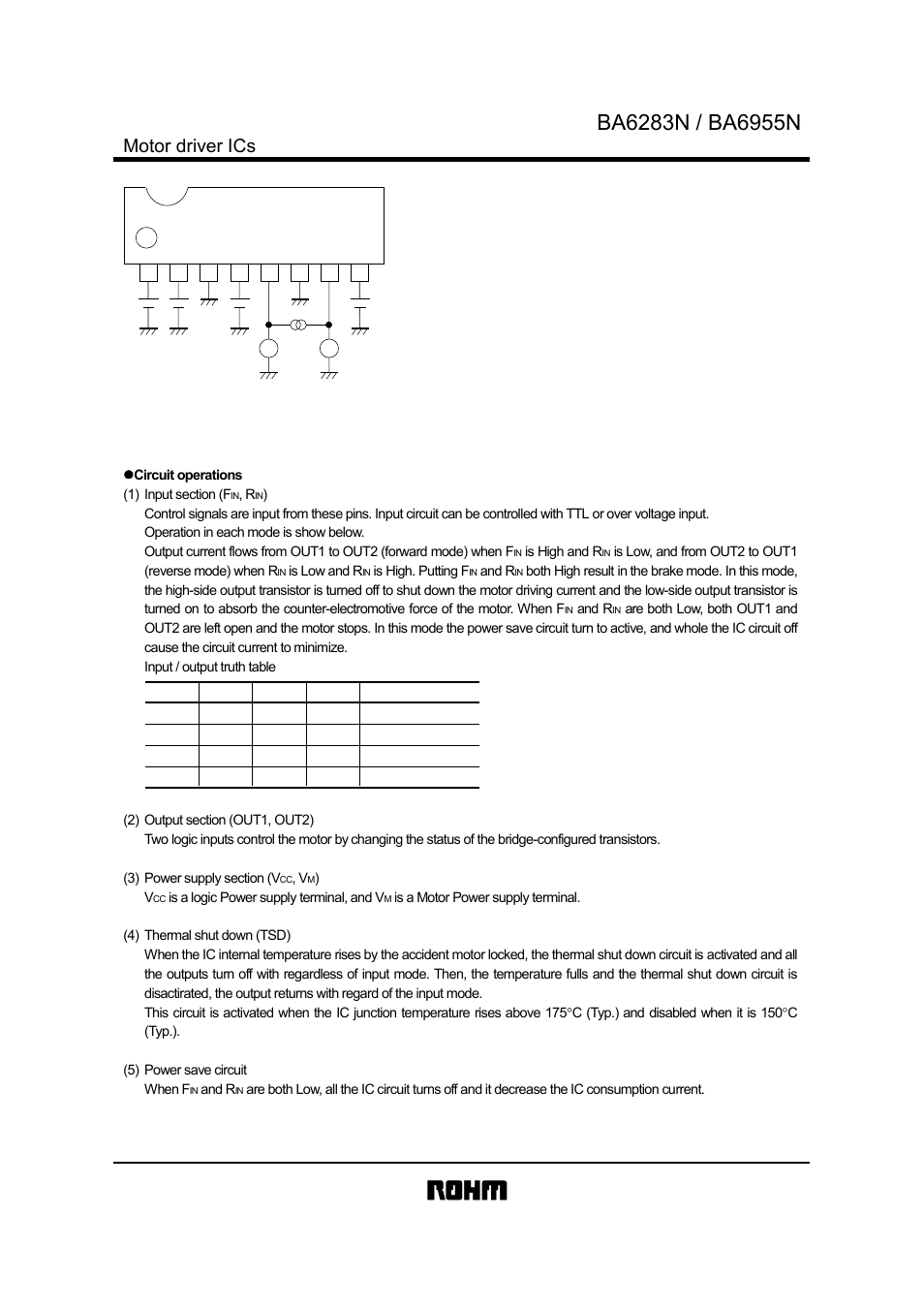 Motor driver ics | Rainbow Electronics BA6955N User Manual | Page 5 / 9