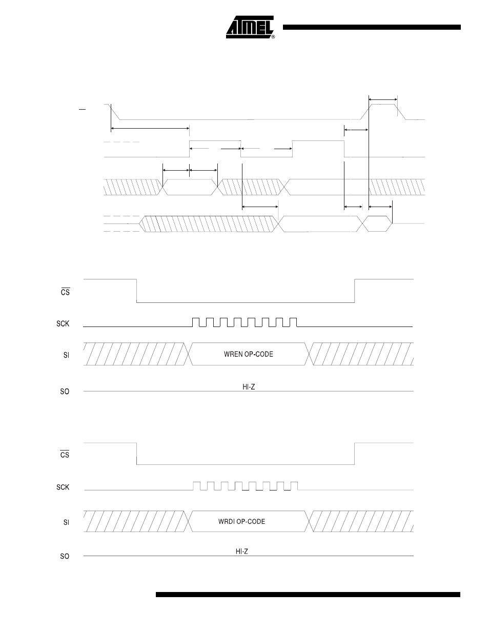 Timing diagrams (for spi mode 0 (0, 0)), Synchronous data timing wren timing wrdi timing | Rainbow Electronics AT25256 User Manual | Page 10 / 18