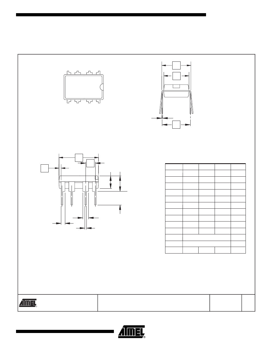 Packaging information, 8p3 – pdip, Top view side view end view | Rainbow Electronics AT25256 User Manual | Page 15 / 18