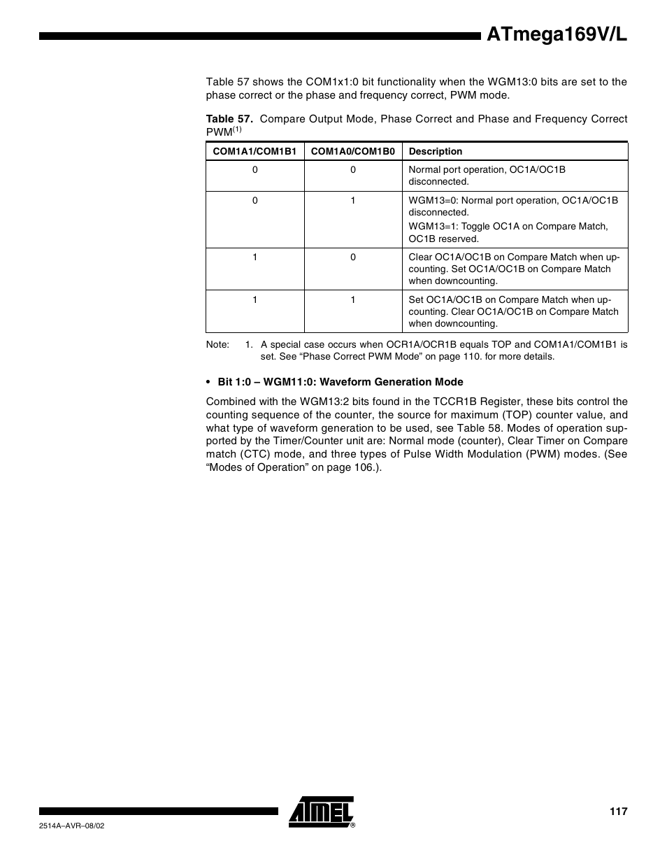 Atmega169v/l | Rainbow Electronics Atmega169L User Manual | Page 117 / 317