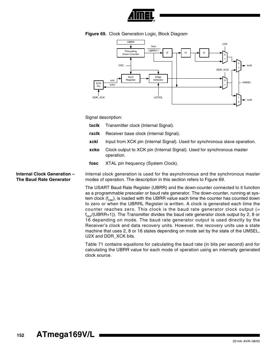 Atmega169v/l | Rainbow Electronics Atmega169L User Manual | Page 152 / 317