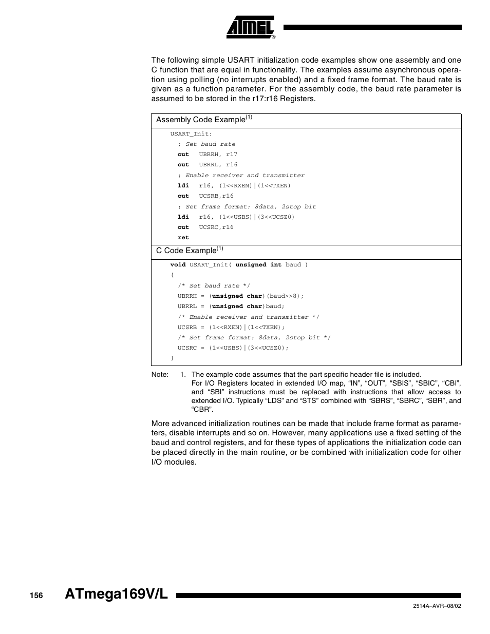 Atmega169v/l | Rainbow Electronics Atmega169L User Manual | Page 156 / 317