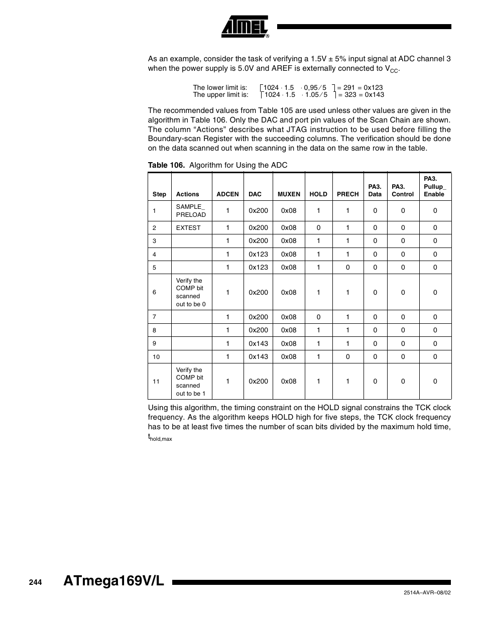 Atmega169v/l | Rainbow Electronics Atmega169L User Manual | Page 244 / 317