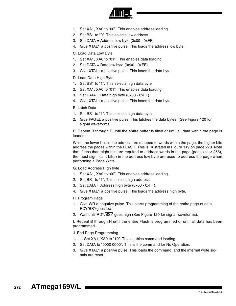 Atmega169v/l | Rainbow Electronics Atmega169L User Manual | Page 272 / 317