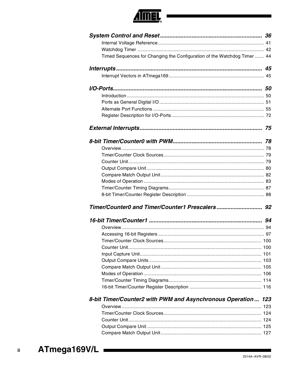 Atmega169v/l | Rainbow Electronics Atmega169L User Manual | Page 312 / 317