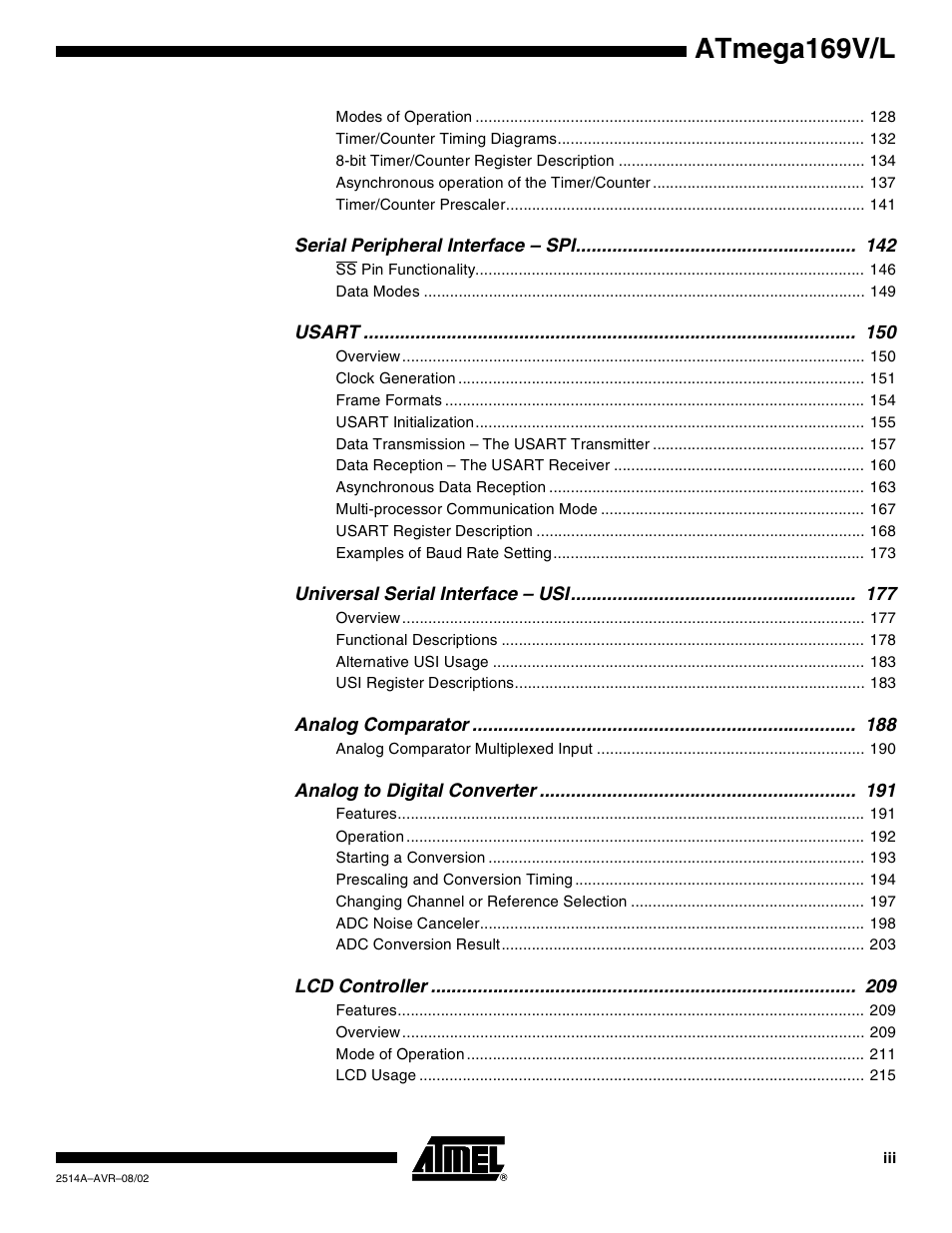 Atmega169v/l | Rainbow Electronics Atmega169L User Manual | Page 313 / 317