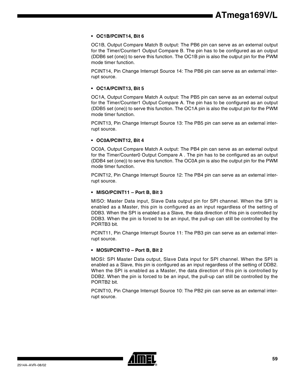 Atmega169v/l | Rainbow Electronics Atmega169L User Manual | Page 59 / 317