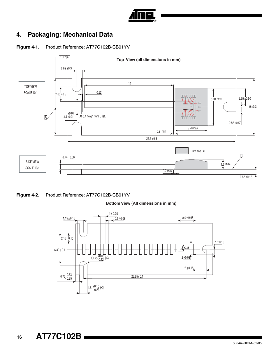 Packaging: mechanical data | Rainbow Electronics AT77C102B User Manual | Page 16 / 19