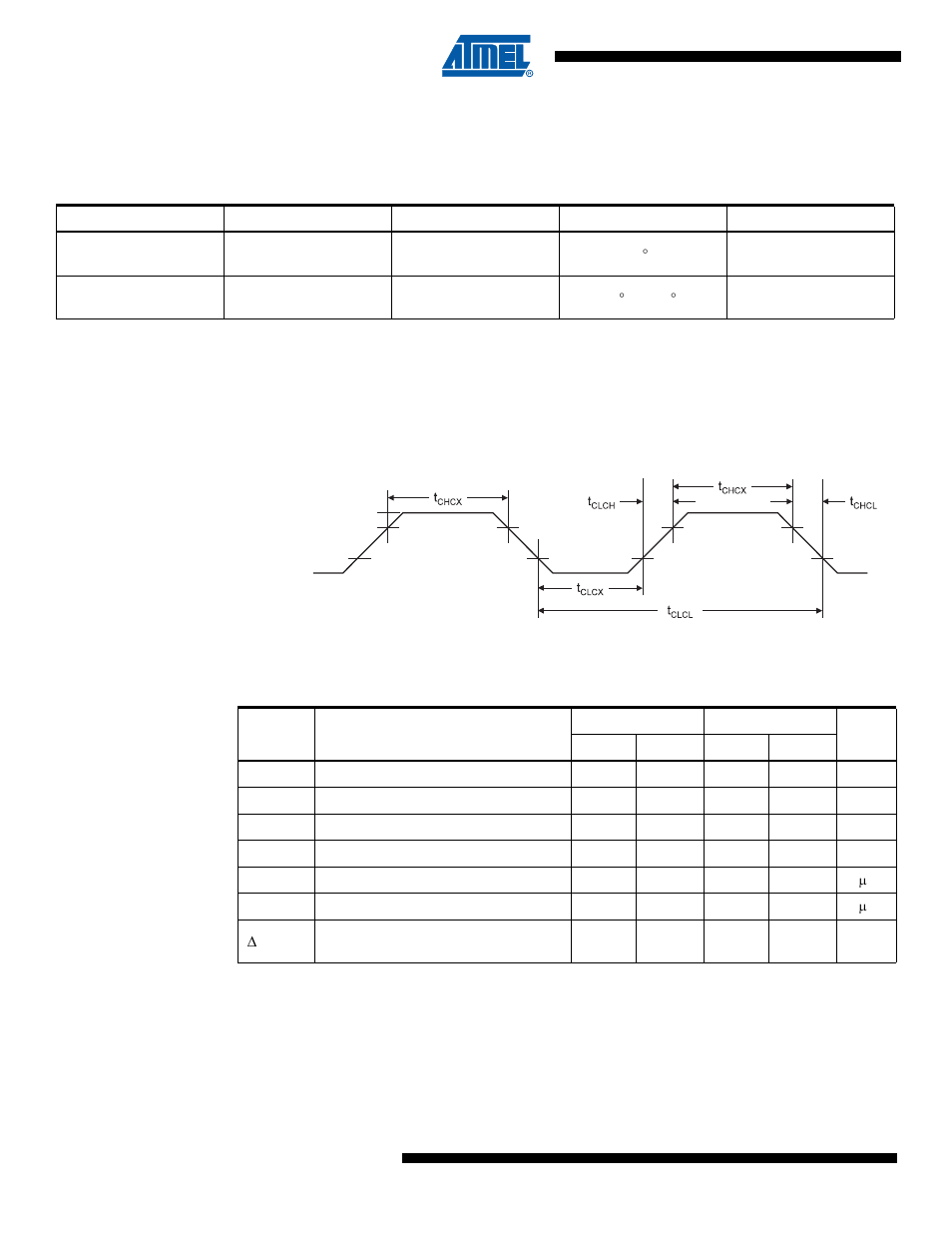 3 clock characteristics, 1 calibrated internal rc oscillator accuracy, 4 external clock drive characteristics | 5 maximum speed vs. vcc, 5 maximum speed vs. v | Rainbow Electronics ATmega64C1 User Manual | Page 312 / 366