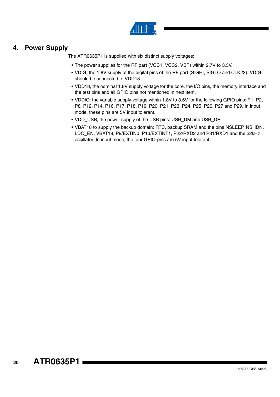 Power supply | Rainbow Electronics ATR0635P1 User Manual | Page 20 / 35