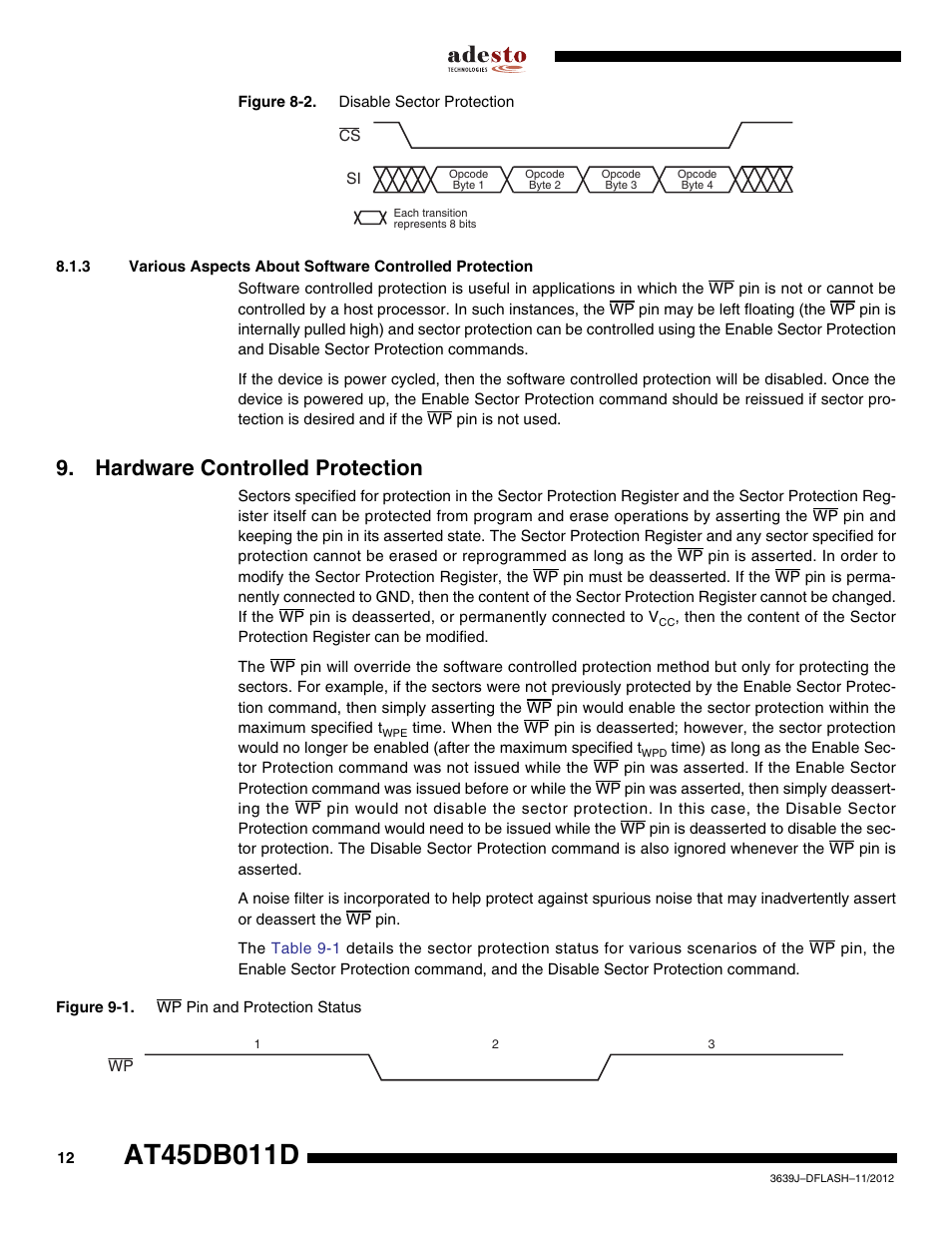 Hardware controlled protection | Rainbow Electronics AT45DB011D User Manual | Page 12 / 51