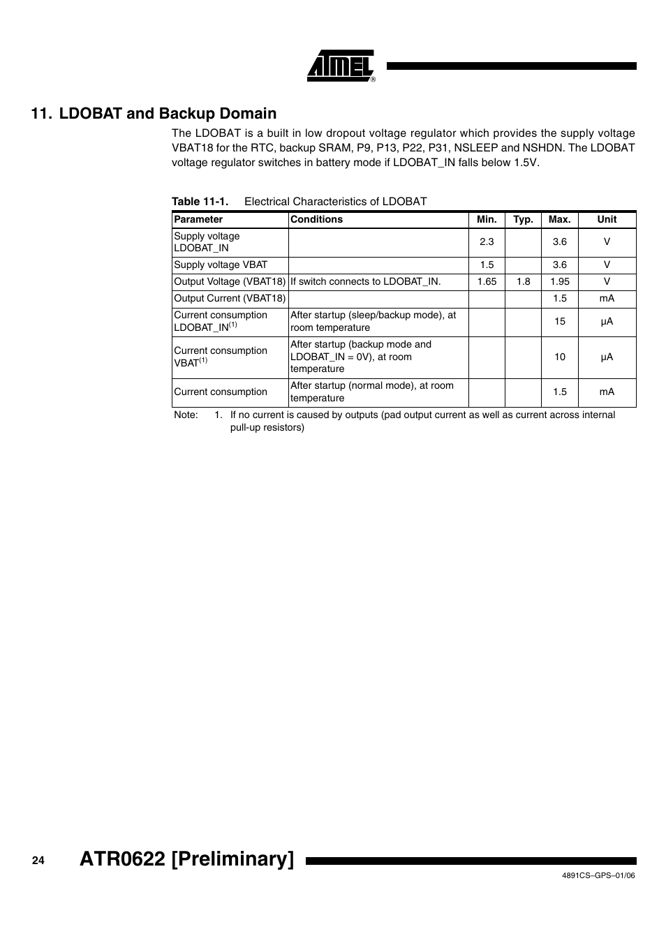 Atr0622 [preliminary, Ldobat and backup domain | Rainbow Electronics ATR0622 User Manual | Page 24 / 26