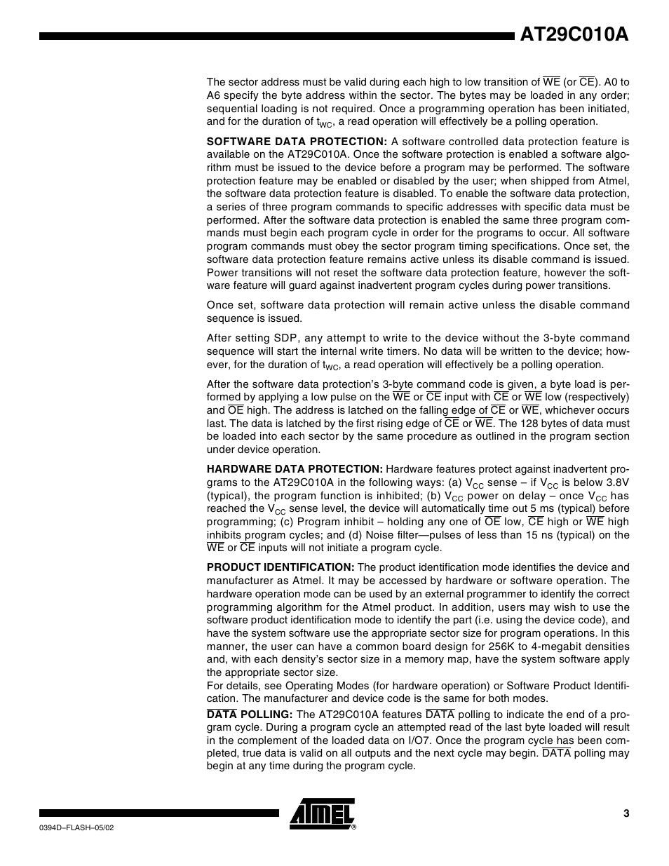 Rainbow Electronics AT29C010A User Manual | Page 3 / 18