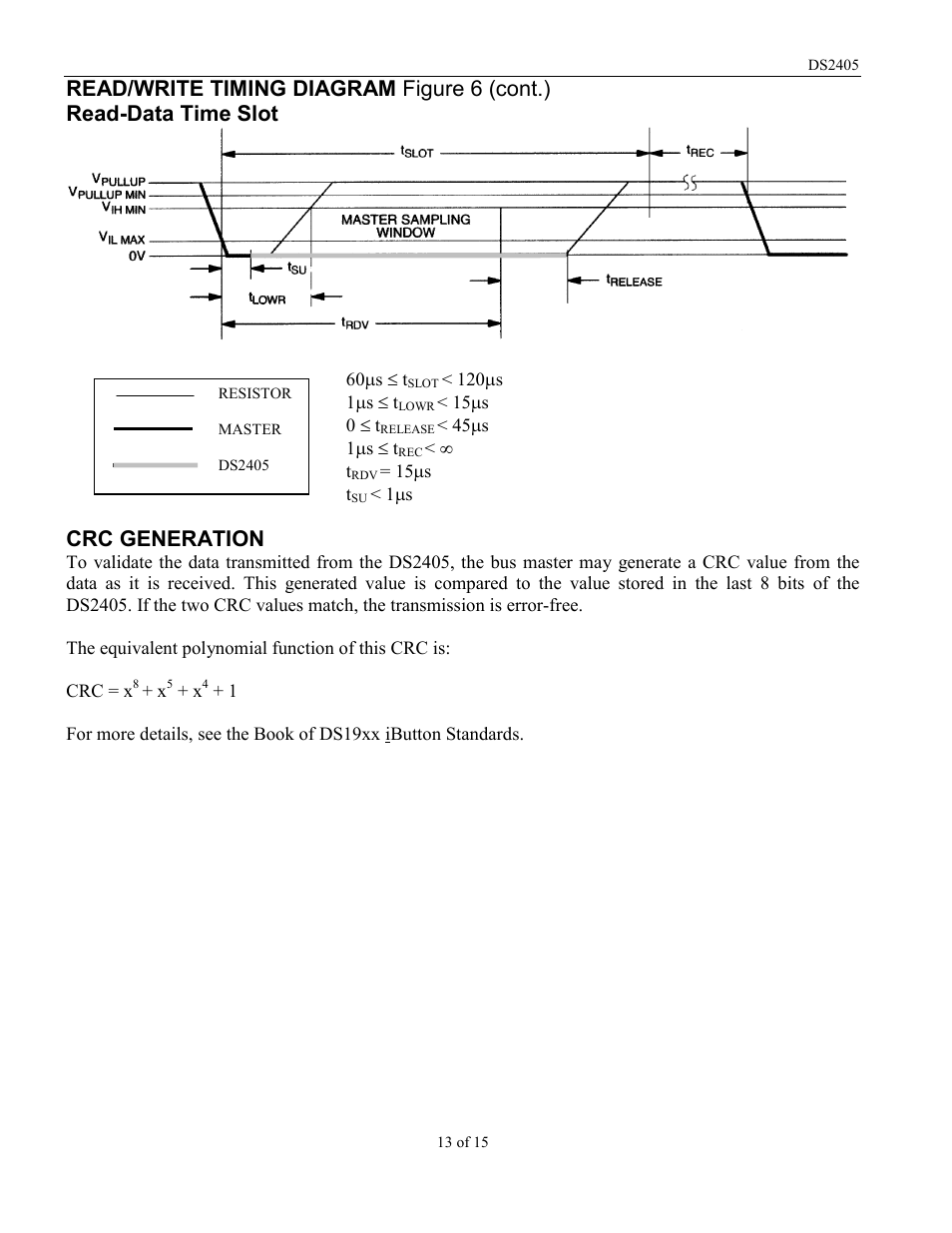 Crc generation | Rainbow Electronics DS2405 User Manual | Page 13 / 15