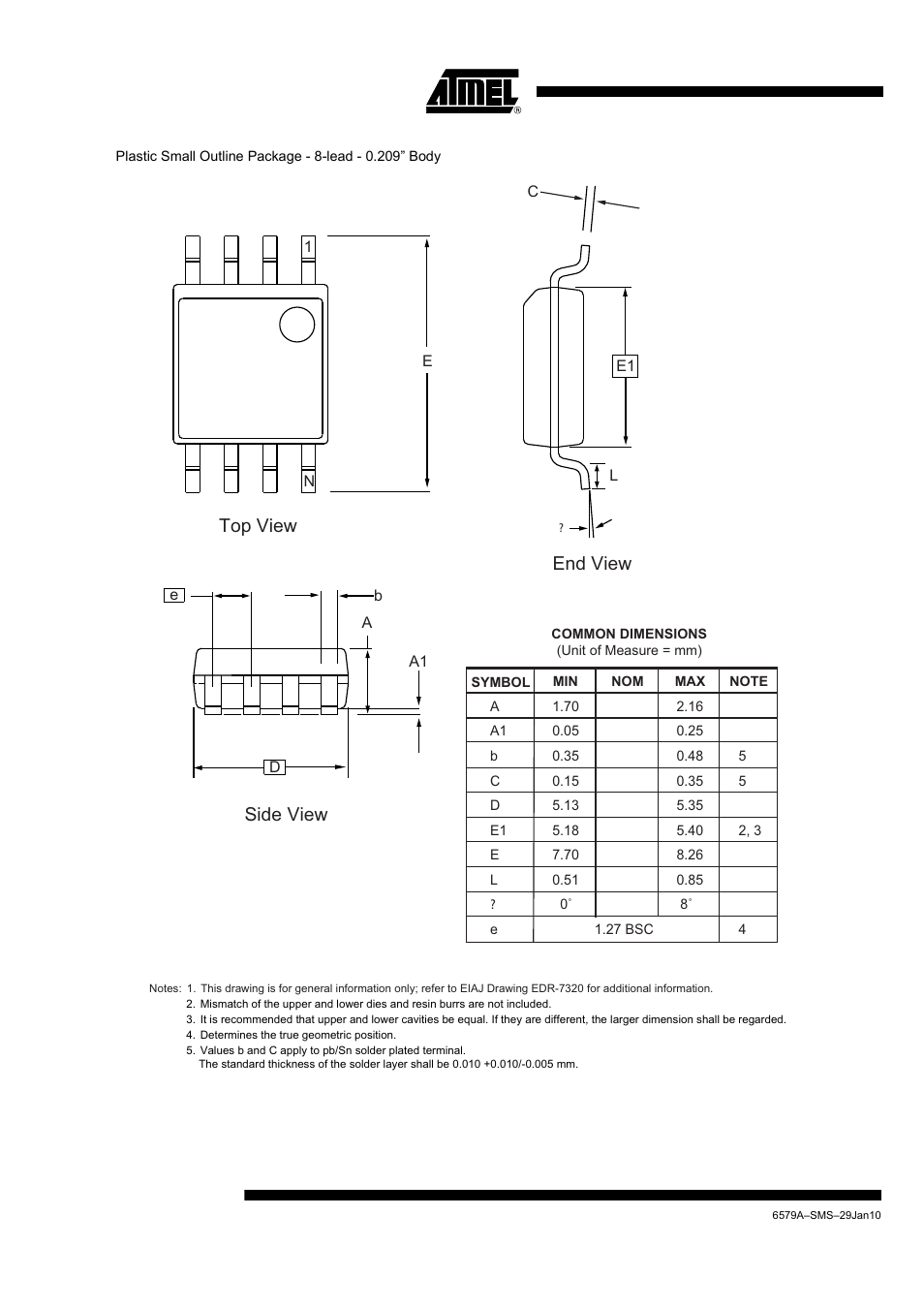 At90so4, End view side view, Top view | Rainbow Electronics AT90SO4 User Manual | Page 6 / 13