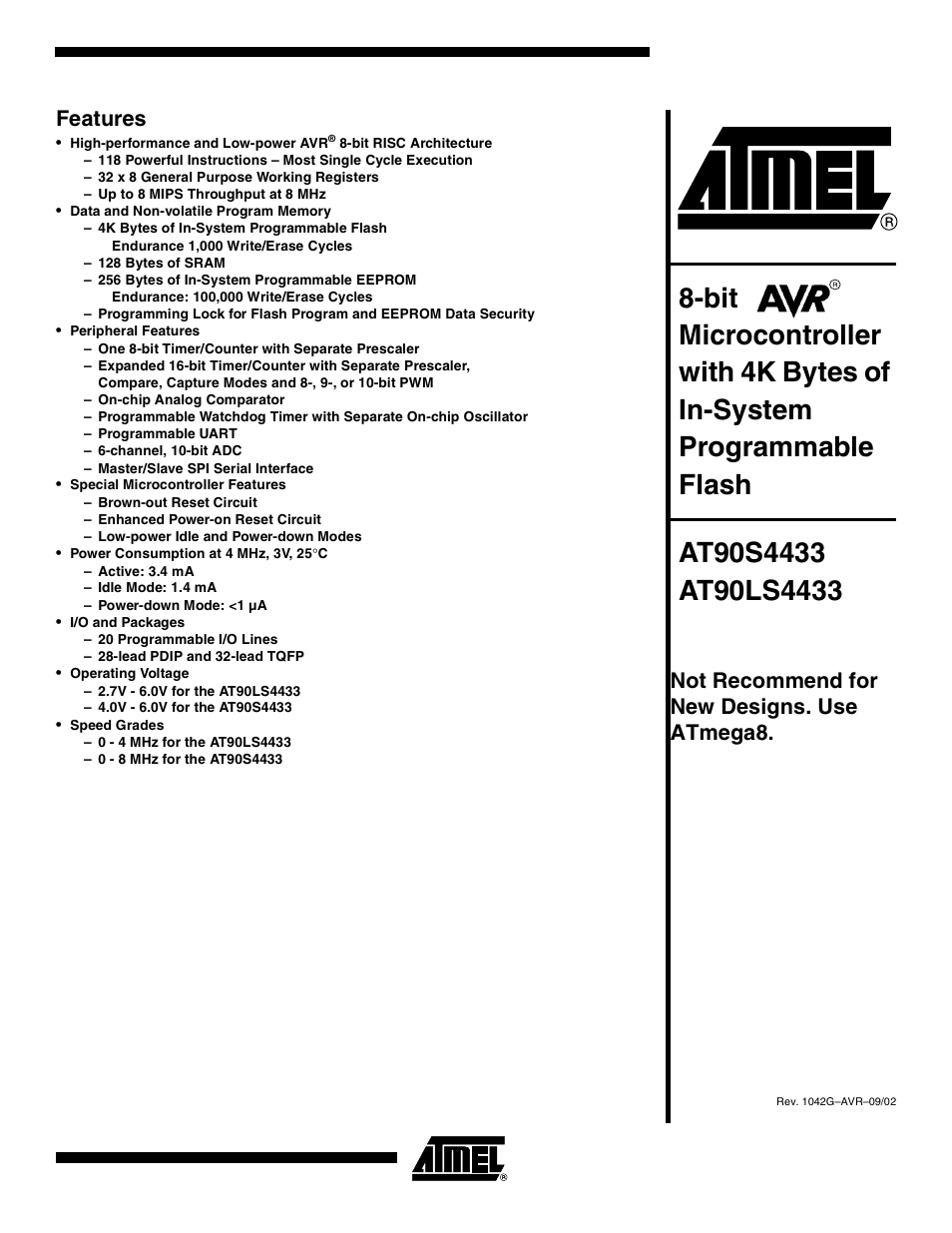 Rainbow Electronics AT90LS4433 User Manual | 125 pages