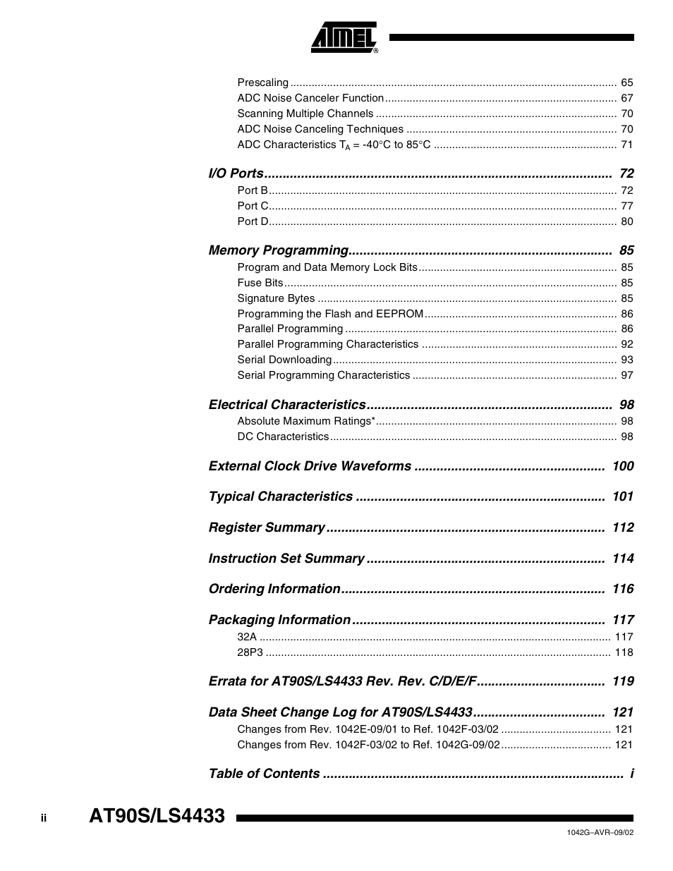 Rainbow Electronics AT90LS4433 User Manual | Page 124 / 125