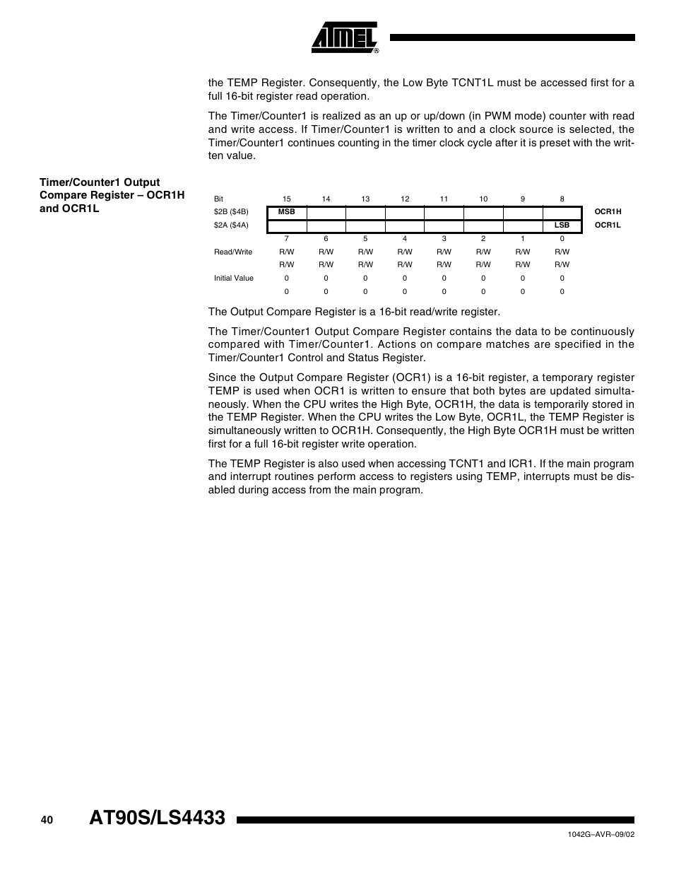 Rainbow Electronics AT90LS4433 User Manual | Page 40 / 125