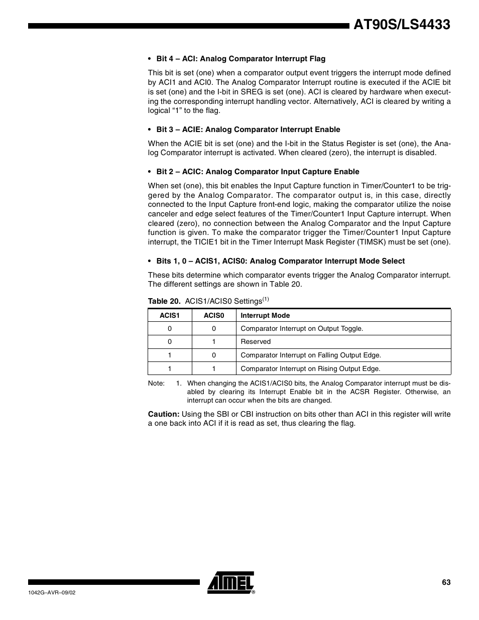 Rainbow Electronics AT90LS4433 User Manual | Page 63 / 125