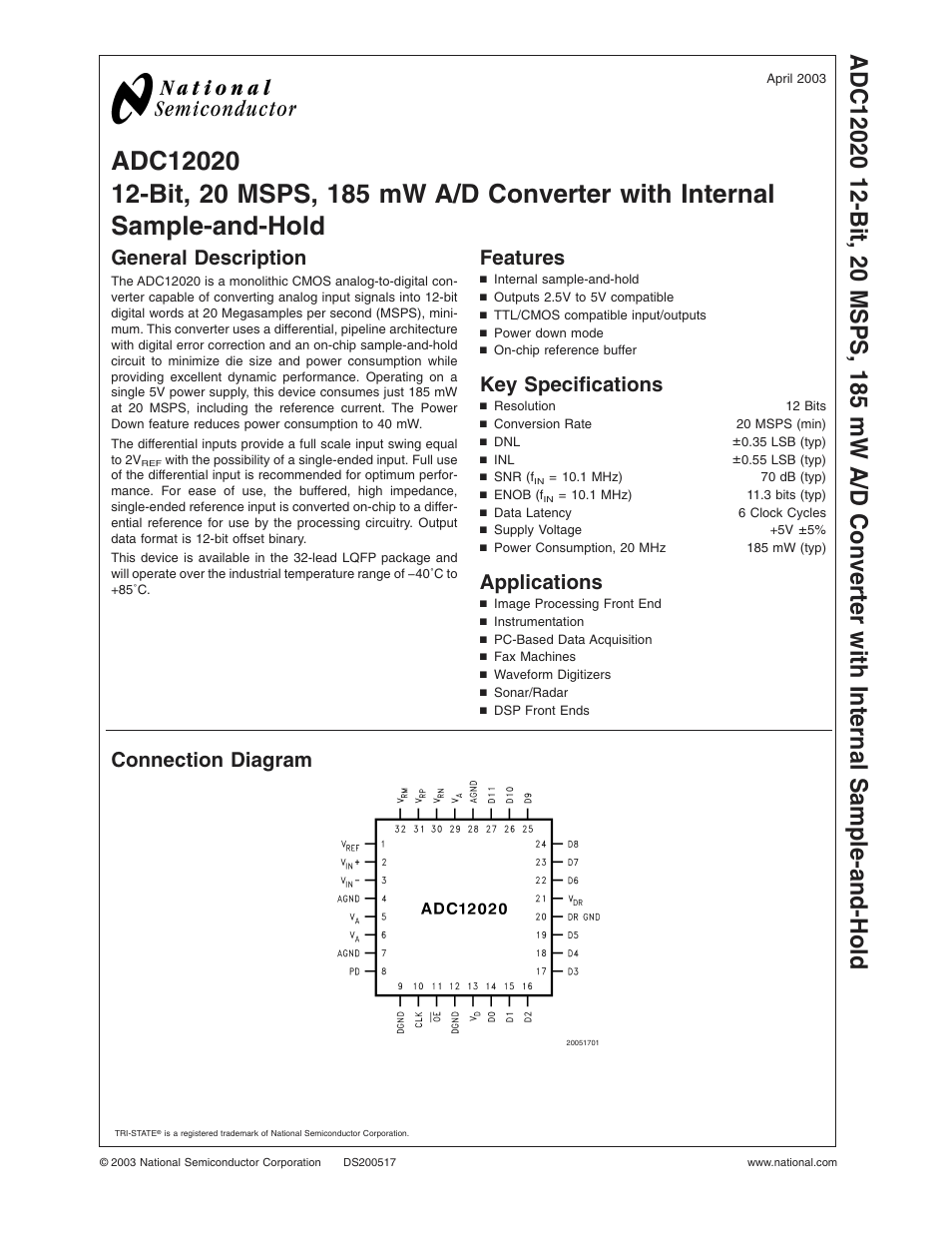 Rainbow Electronics ADC12020 User Manual | 23 pages