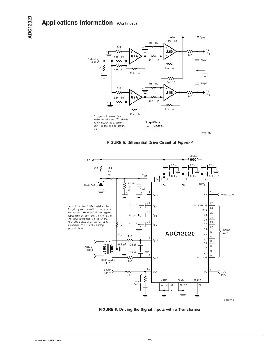 Figure 5. differential drive circuit of, Figure 5, Figure 6 | Applications information | Rainbow Electronics ADC12020 User Manual | Page 20 / 23