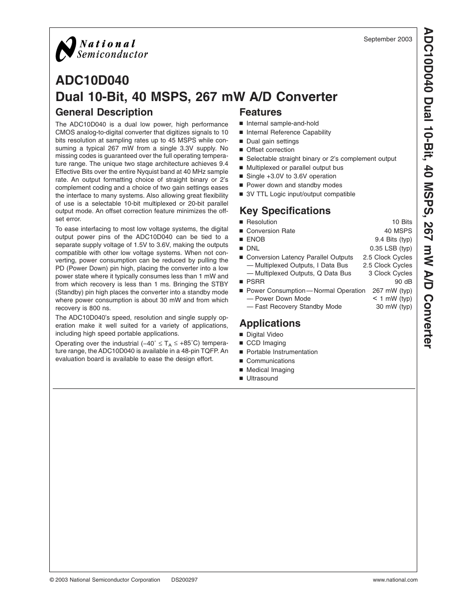Rainbow Electronics ADC10D040 User Manual | 28 pages