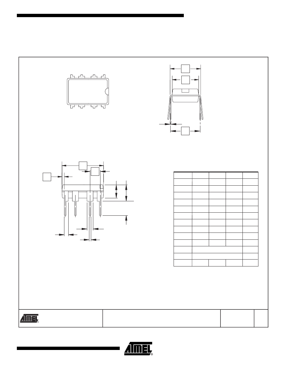 Packaging information, 8p3 – pdip, Top view side view end view | Rainbow Electronics AT25640 User Manual | Page 17 / 19