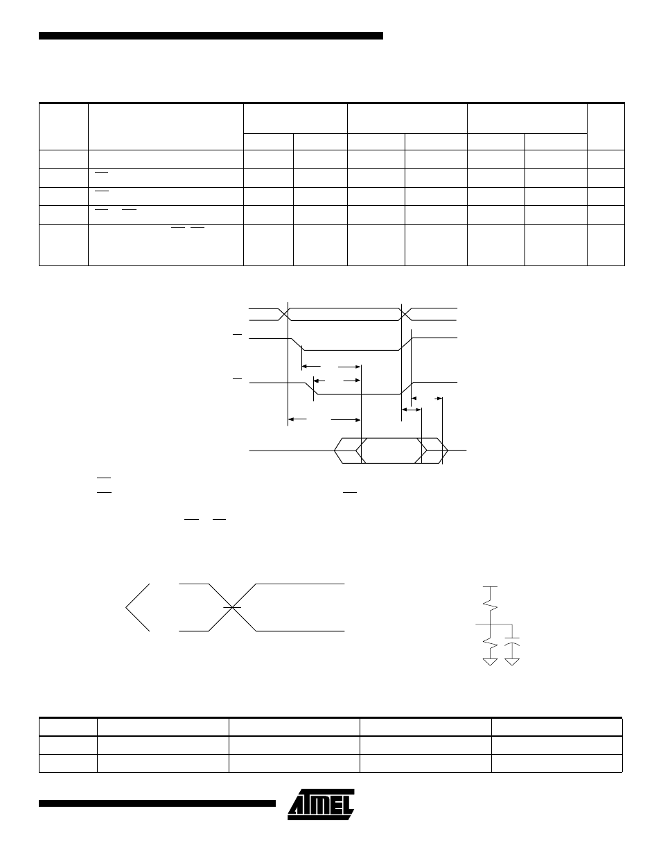 Ac read characteristics, Ac read waveforms (1)(2)(3)(4), Input test waveform and measurement level | Pin capacitance, Ac read waveforms, Output load test | Rainbow Electronics AT49LV001NT User Manual | Page 7 / 21