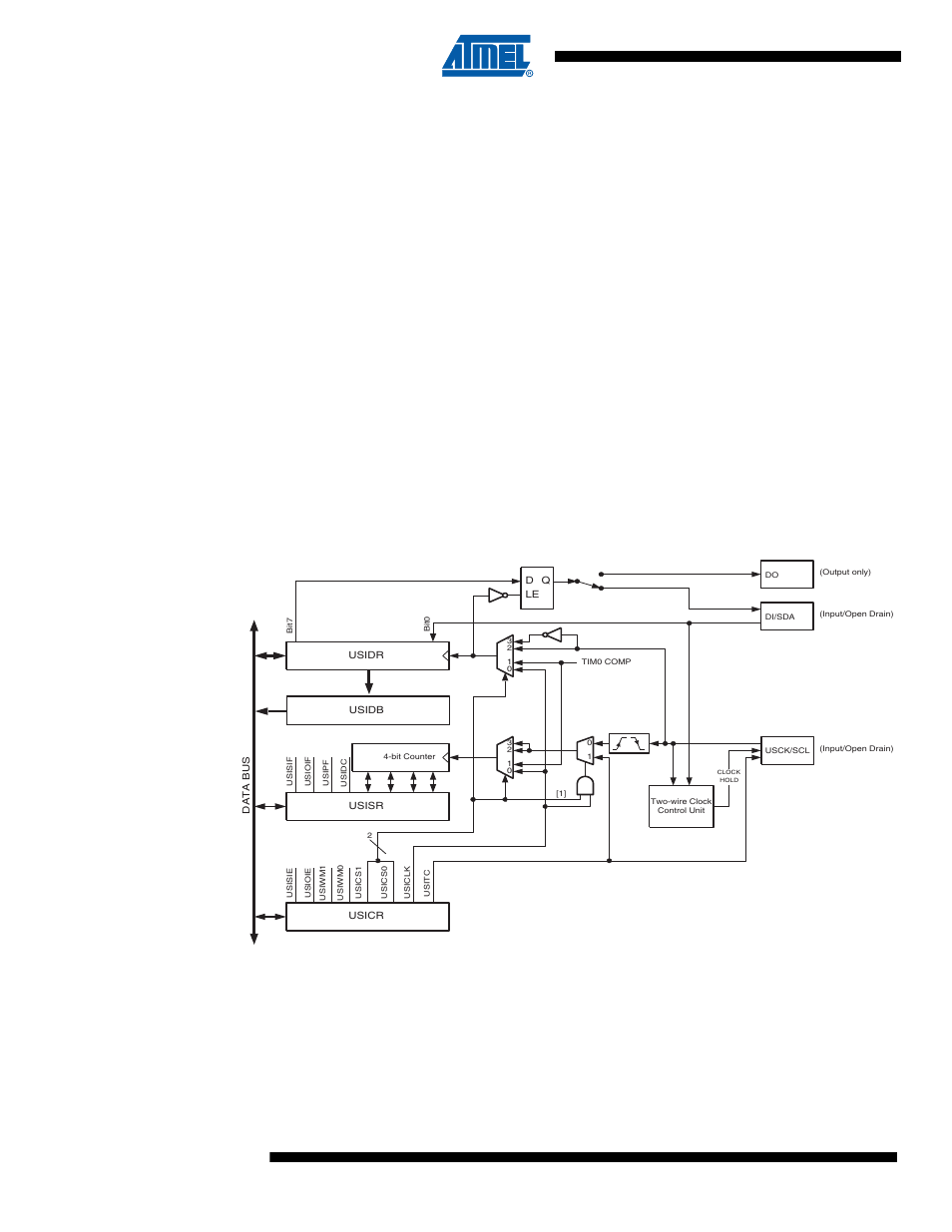 Usi – universal serial interface, 1 features, 2 overview | Attiny43u | Rainbow Electronics ATtiny43U User Manual | Page 100 / 182