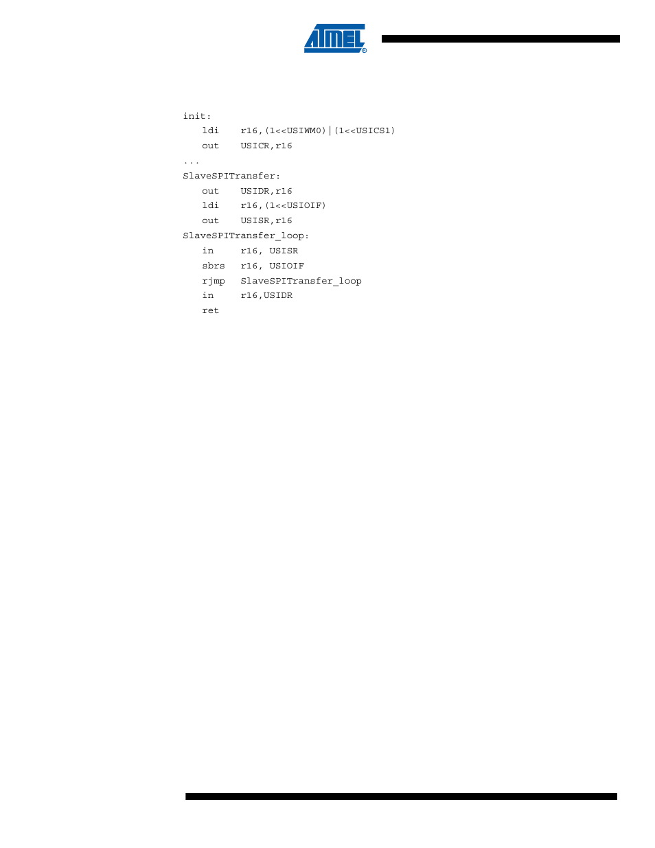 3 spi slave operation example, 4 two-wire mode, Attiny43u | Rainbow Electronics ATtiny43U User Manual | Page 104 / 182