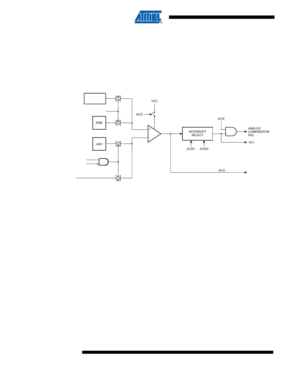 Analog comparator, 1 analog comparator multiplexed input, Attiny43u | Rainbow Electronics ATtiny43U User Manual | Page 112 / 182