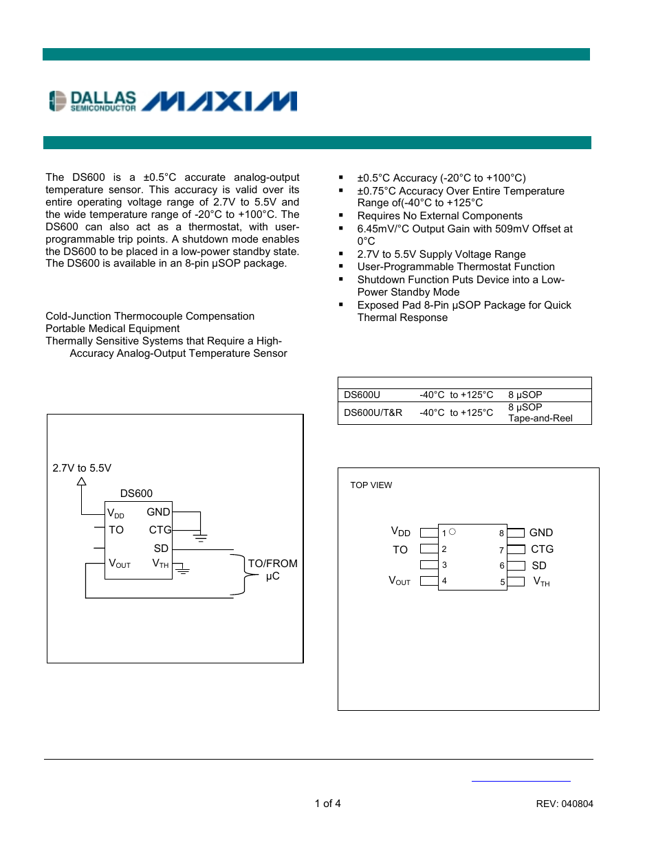 Rainbow Electronics DS600 User Manual | 4 pages