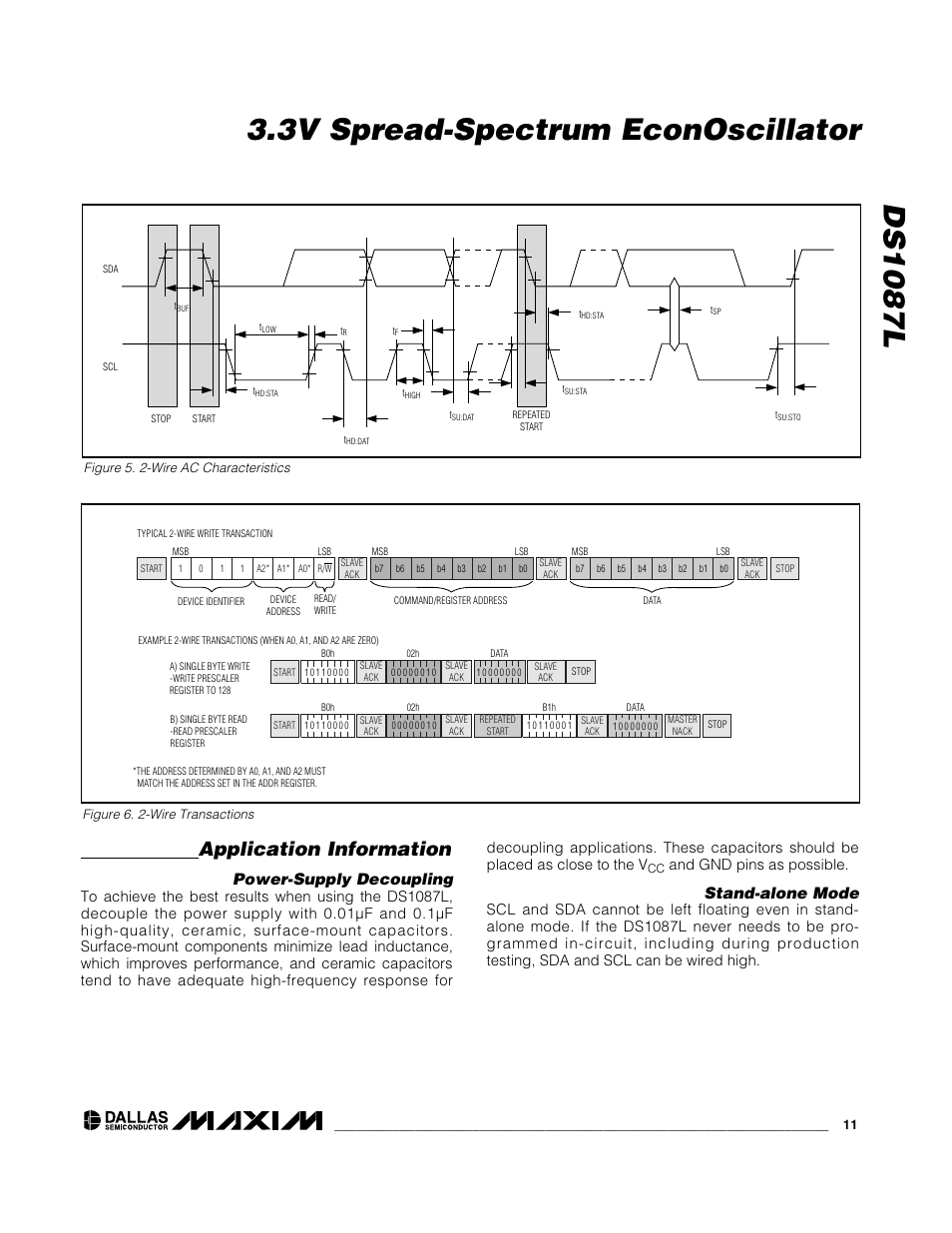 Application information, Power-supply decoupling, Stand-alone mode | And gnd pins as possible | Rainbow Electronics DS1087L User Manual | Page 11 / 12