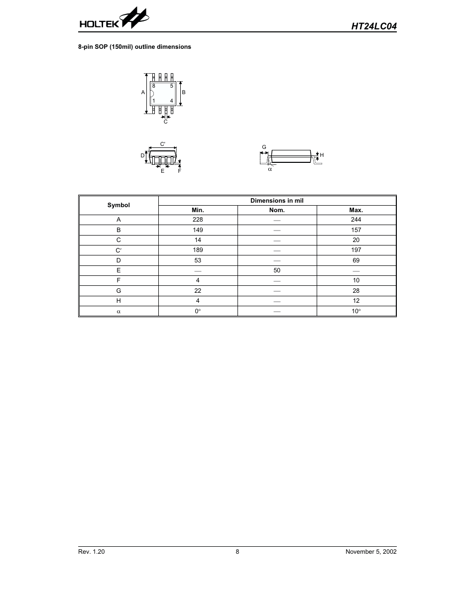 Ht24lc04 | Rainbow Electronics HT24LC04 User Manual | Page 8 / 11