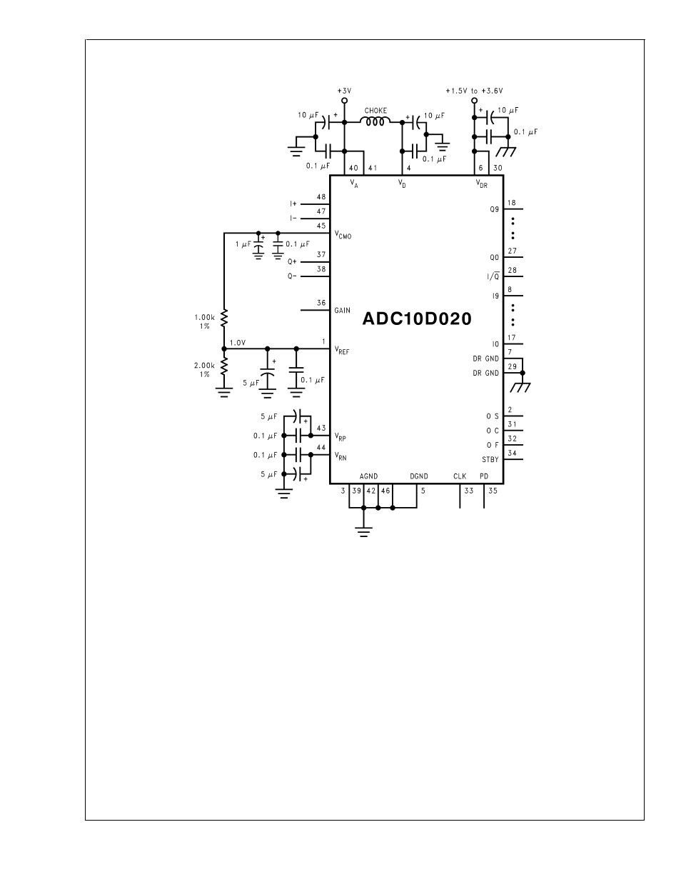 1 reference voltage, 2 vcmo output, 0 digital input pins | Applications information | Rainbow Electronics ADC10D020 User Manual | Page 28 / 32