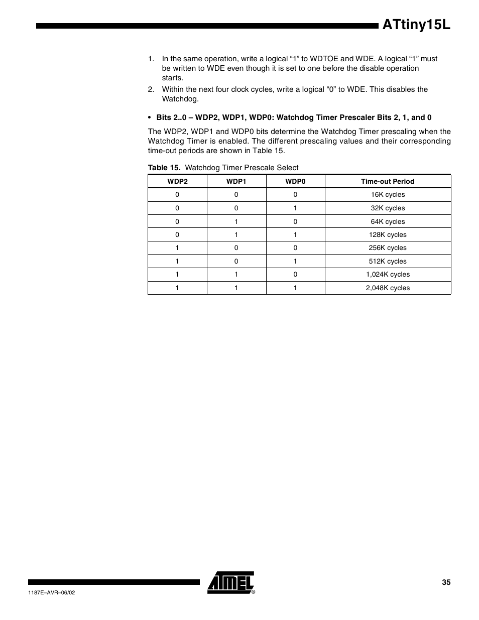 Attiny15l | Rainbow Electronics ATtiny15L User Manual | Page 35 / 83