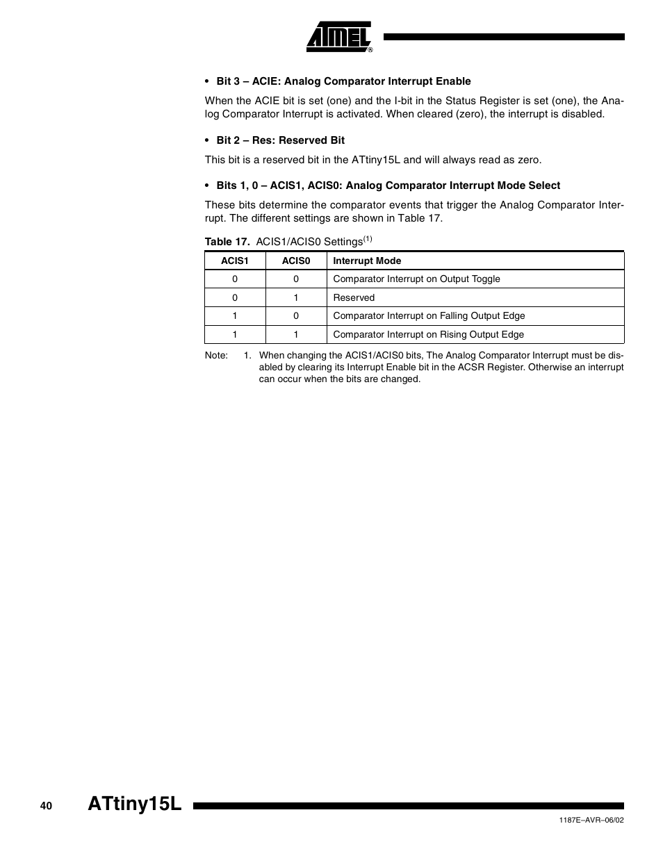 Attiny15l | Rainbow Electronics ATtiny15L User Manual | Page 40 / 83