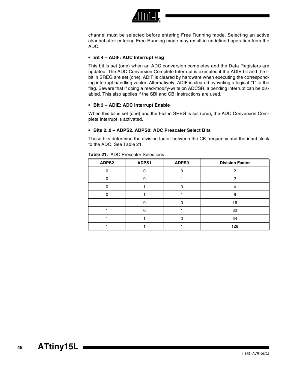 Attiny15l | Rainbow Electronics ATtiny15L User Manual | Page 48 / 83