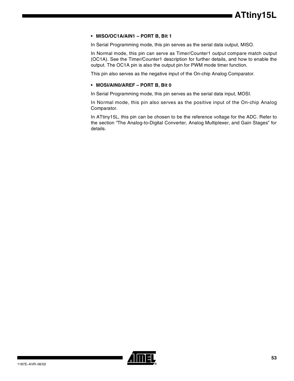 Attiny15l | Rainbow Electronics ATtiny15L User Manual | Page 53 / 83