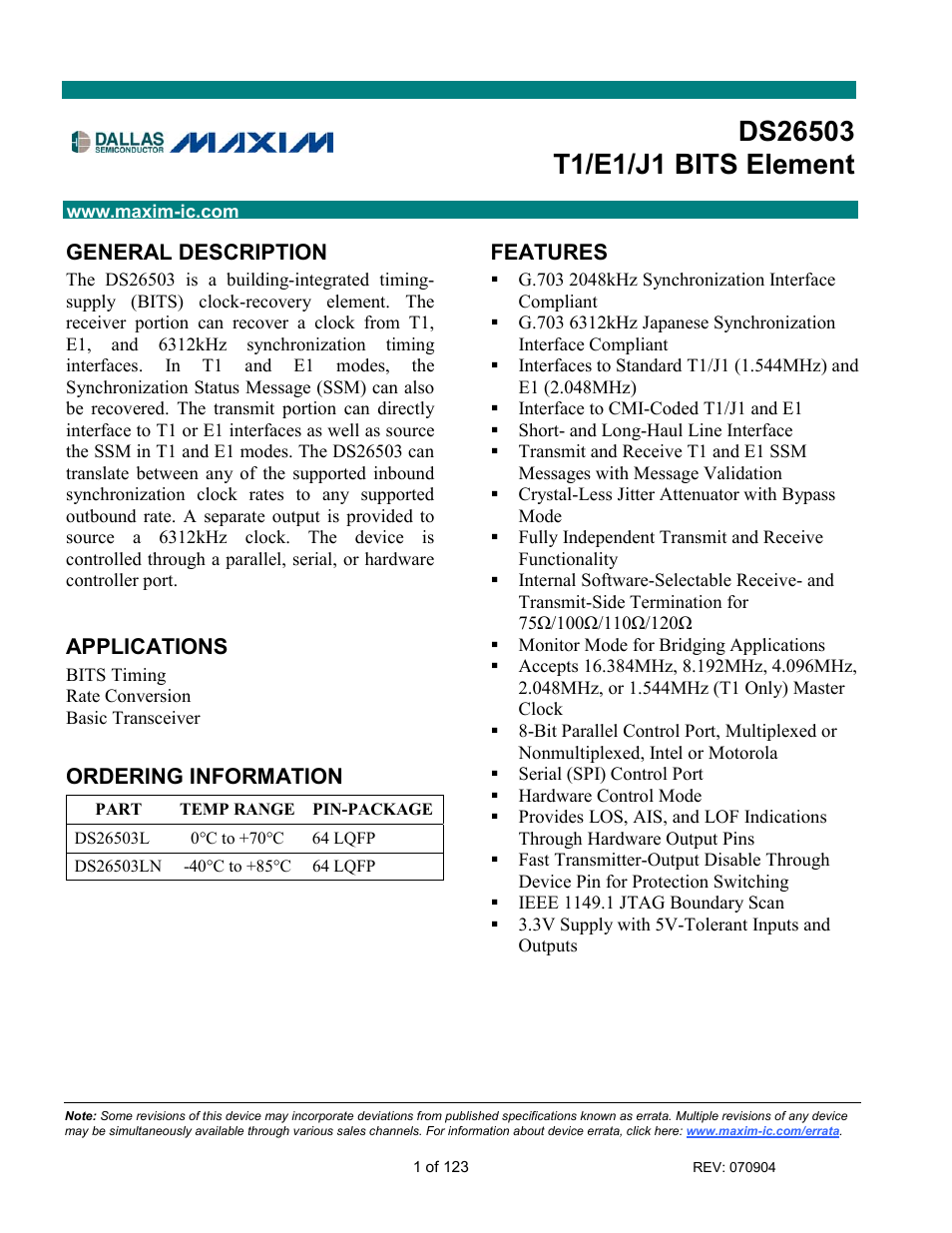 Rainbow Electronics DS26503 User Manual | 123 pages