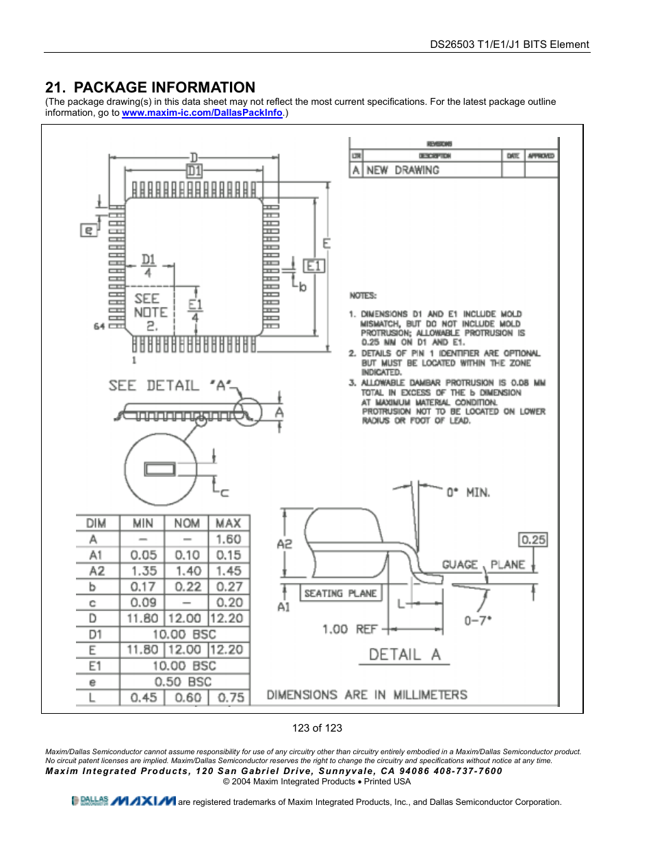 Package information | Rainbow Electronics DS26503 User Manual | Page 123 / 123